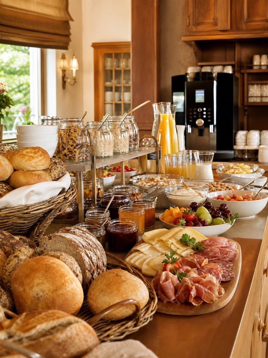 Reichhaltiges Frühstücksbuffet im Hotel Luma